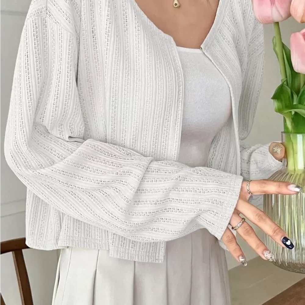 Elegant White Women's cardigan